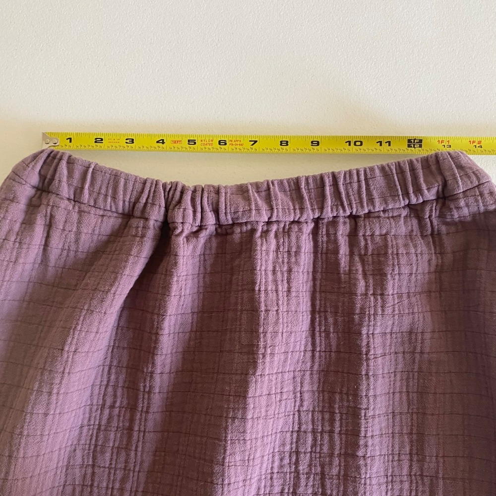 Madewell Cotton Quilted A-line Midi Skirt Small Mauve Elastic Waist Pockets - Picture 8 of 9
